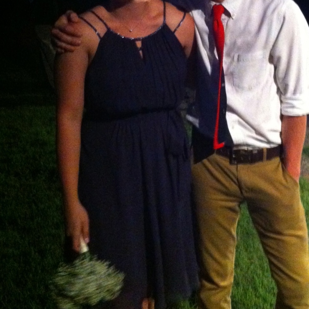 Purple chiffon knee length dress